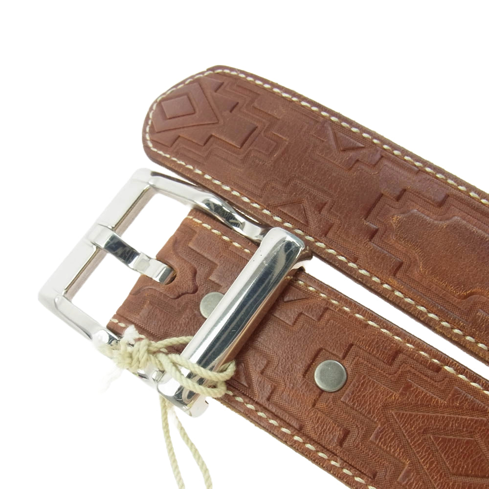 RRL ダブルアールエル 23499-001 型押し レザーベルト ブラウン系 36【中古】