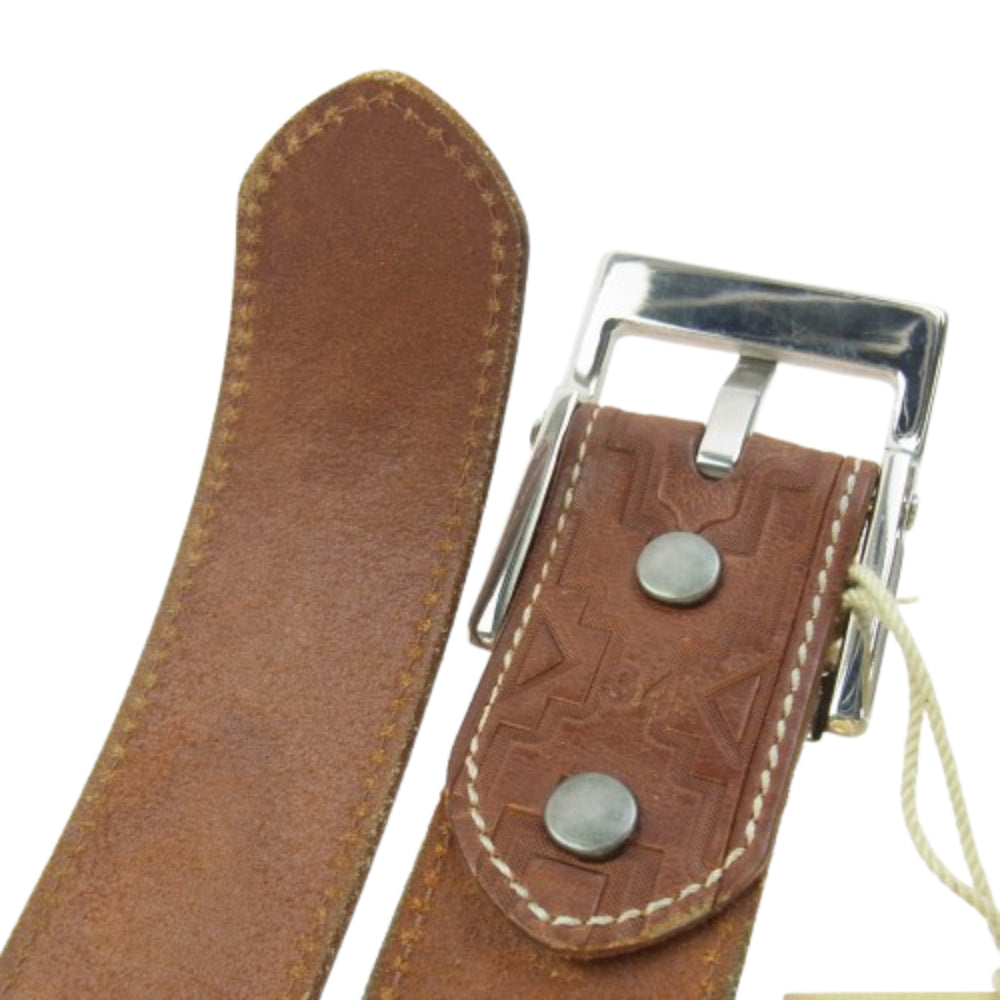 RRL ダブルアールエル 23499-001 型押し レザーベルト ブラウン系 36【中古】