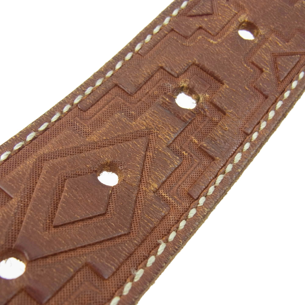 RRL ダブルアールエル 23499-001 型押し レザーベルト ブラウン系 36