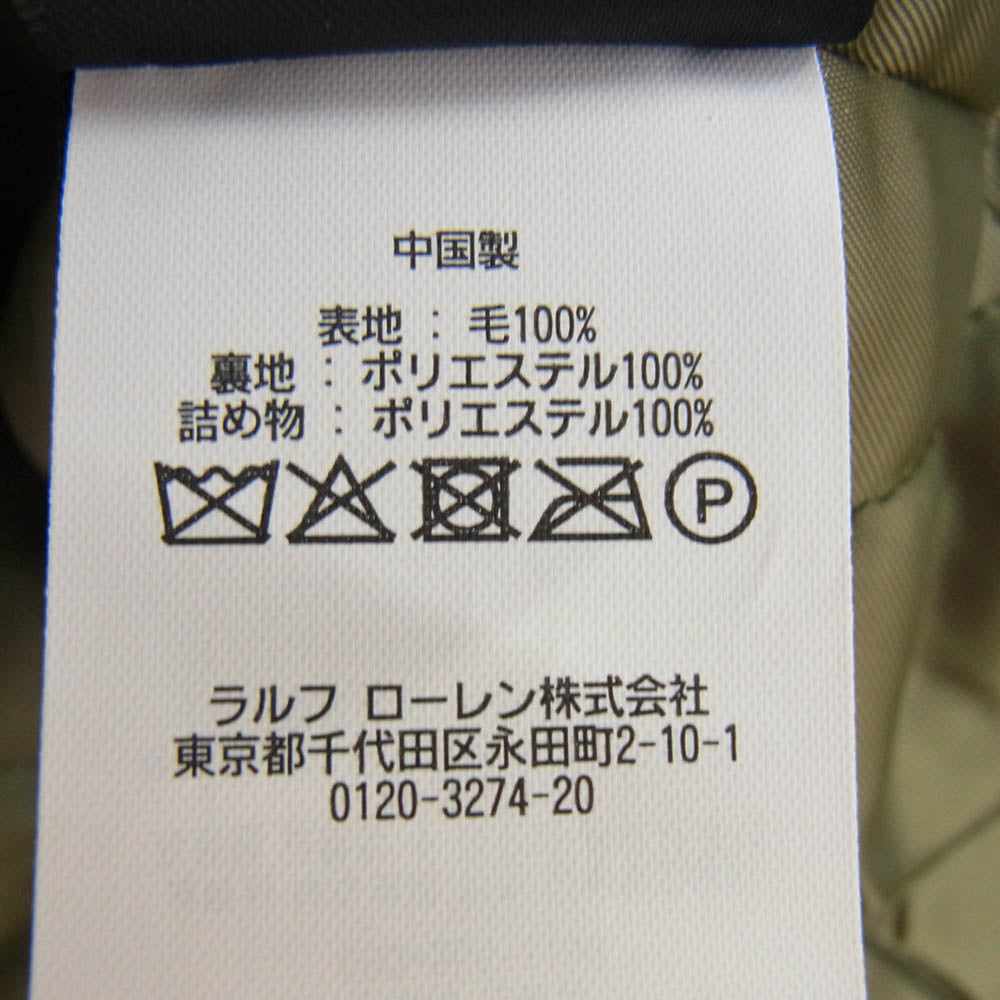 RRL ダブルアールエル ウール Pコート 裏地キルティング カーキ系 L【中古】