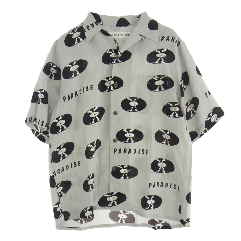 WACKO MARIA ワコマリア RECORDS HAWAIIAN SHIRT S/S ディスク 総柄 ハワイアン 半袖 アロハ シャツ  グレー系 S【中古】