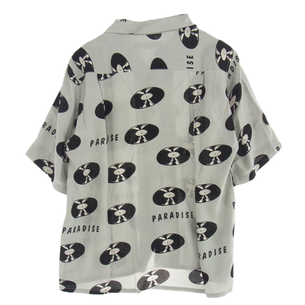 WACKO MARIA ワコマリア RECORDS HAWAIIAN SHIRT S/S ディスク 総柄 ハワイアン 半袖 アロハ シャツ  グレー系 S【中古】