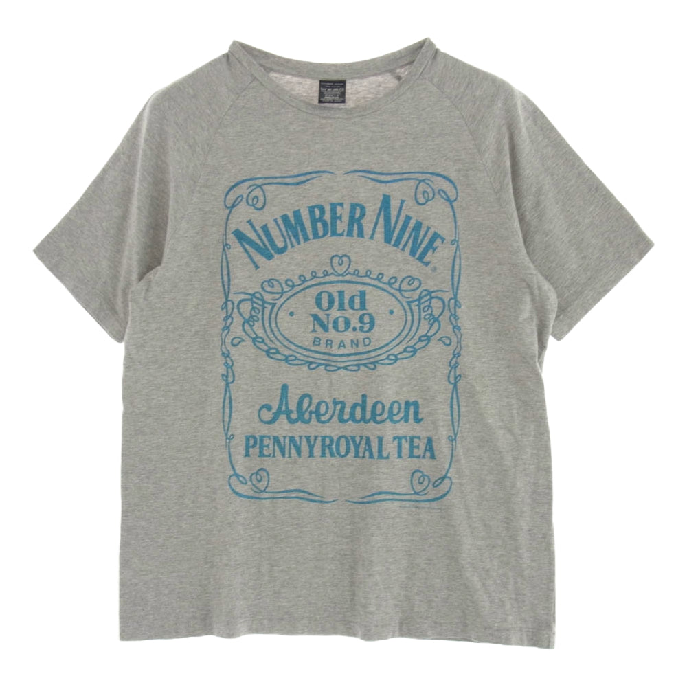 NUMBER(N)INE ナンバーナイン 復刻 PRINT TEE ラグラン プリント Tシャツ グレー系 4【中古】
