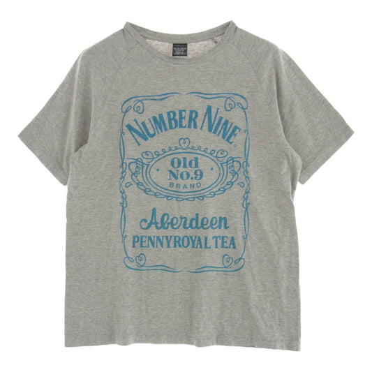 NUMBER(N)INE ナンバーナイン 復刻 PRINT TEE ラグラン プリント Tシャツ グレー系 4【中古】