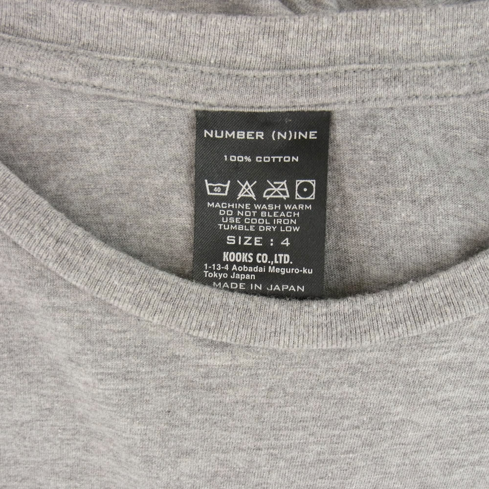 NUMBER(N)INE ナンバーナイン 復刻 PRINT TEE ラグラン プリント Tシャツ グレー系 4【中古】