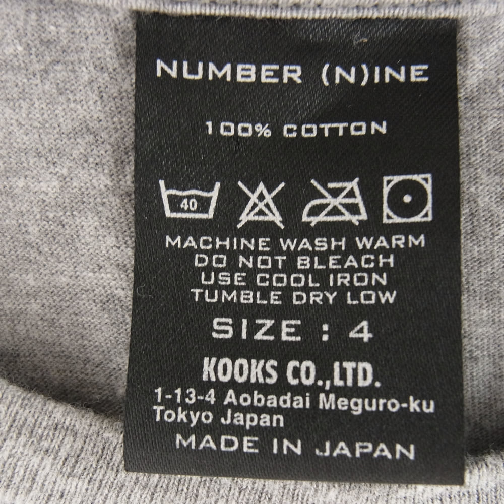 NUMBER(N)INE ナンバーナイン 復刻 PRINT TEE ラグラン プリント Tシャツ グレー系 4【中古】
