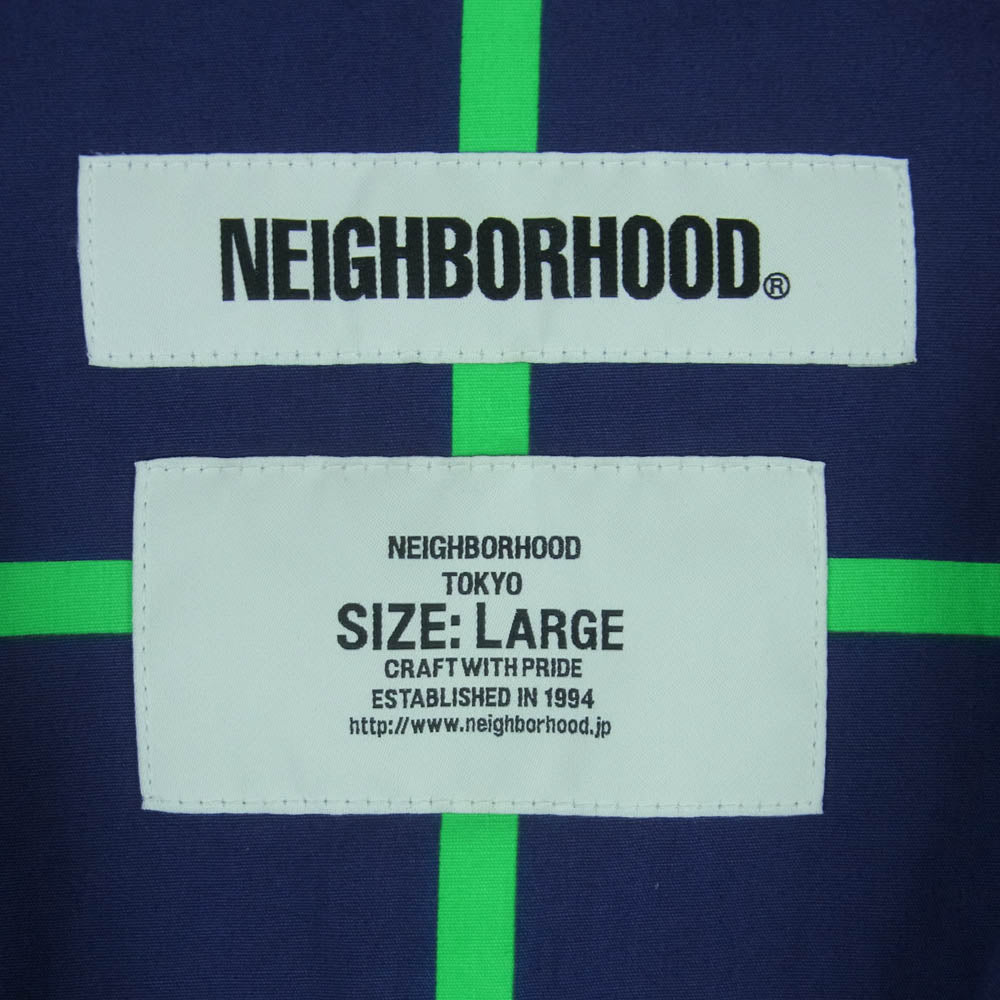 NEIGHBORHOOD ネイバーフッド 201TSNH-SHM09 ALOHA SHIRT オープンカラー アロハ 長袖 シャツ ダークネイビー系 ライトグリーン系 L【中古】