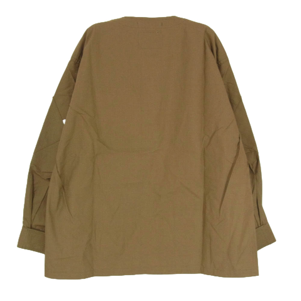 WTAPS ダブルタップス 21SS 211WVDT-SHM06 SCOUT LS / COTTON RIPSTOP リップストップ ノーカラー ミリタリー シャツ ブラウン系 X01【新古品】【未使用】【中古】