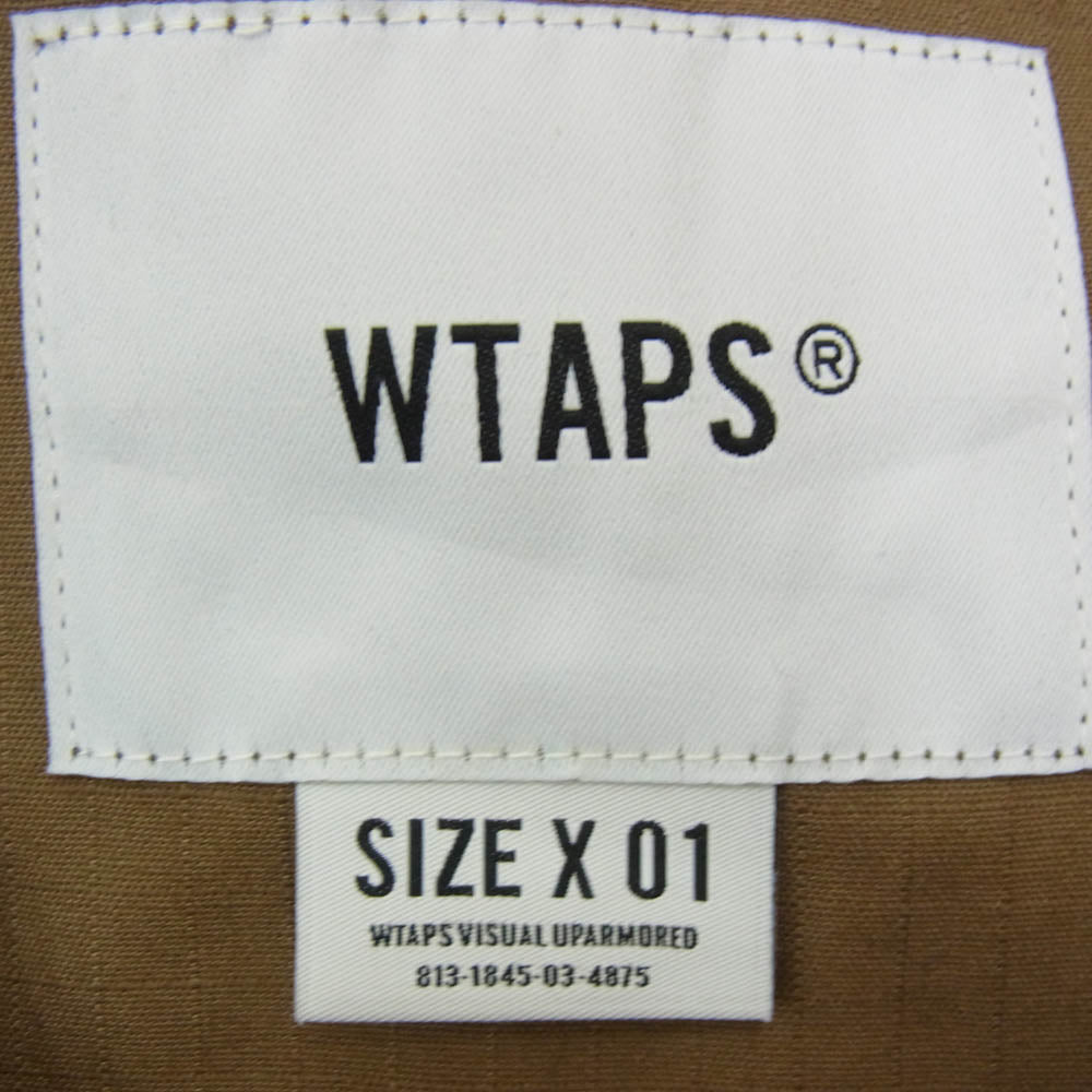 WTAPS ダブルタップス 21SS 211WVDT-SHM06 SCOUT LS / COTTON RIPSTOP リップストップ ノーカラー ミリタリー シャツ ブラウン系 X01【新古品】【未使用】【中古】
