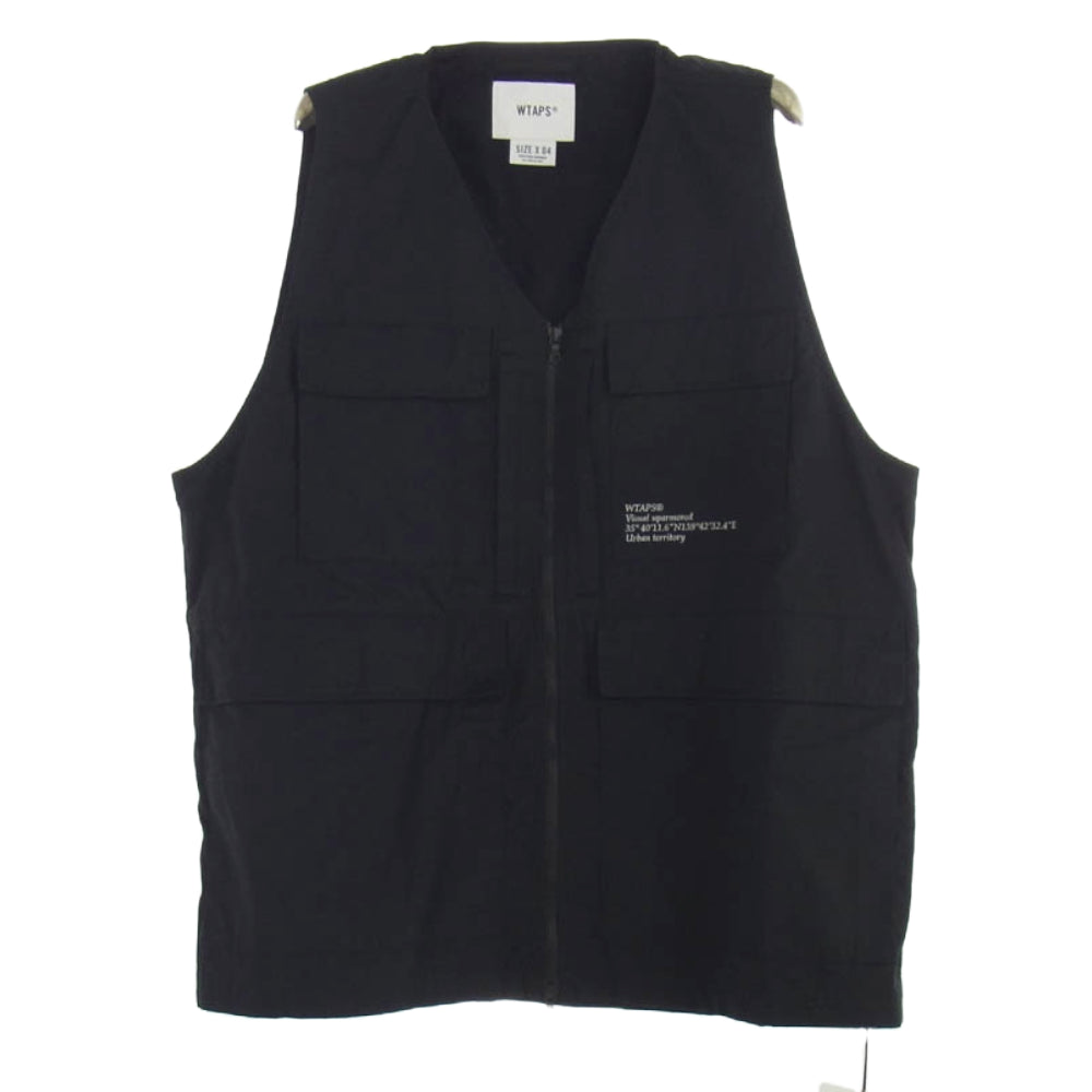 WTAPS ダブルタップス 22SS 221WVDT-JKM01 LRRP / VEST ロゴ刺繍 ジップ ベスト ブラック系 X 04【新古品】【未使用】【中古】