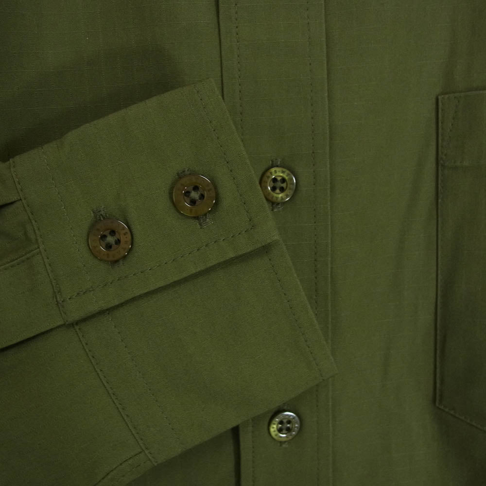 WTAPS ダブルタップス 20AW 202TQDT-SHM02 BD LS COTTON.RIPSTOP コットン リップストップ ボタンダウン長袖シャツ カーキ系 X03【新古品】【未使用】【中古】