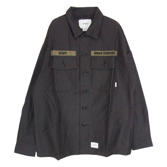 WTAPS ダブルタップス 20AW 202BRDT-SHM01 BUDS LS COTTON. SATIN バッツ コットンサテン ミリタリーシャツ 長袖シャツ ブラック系 X02【新古品】【未使用】【中古】