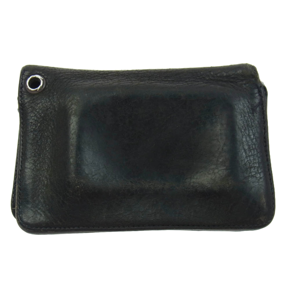 CHROME HEARTS クロムハーツ（原本無） 2ZIP 2ジップ クロスボールボタン レザーウォレット 財布 ブラック系【中古】