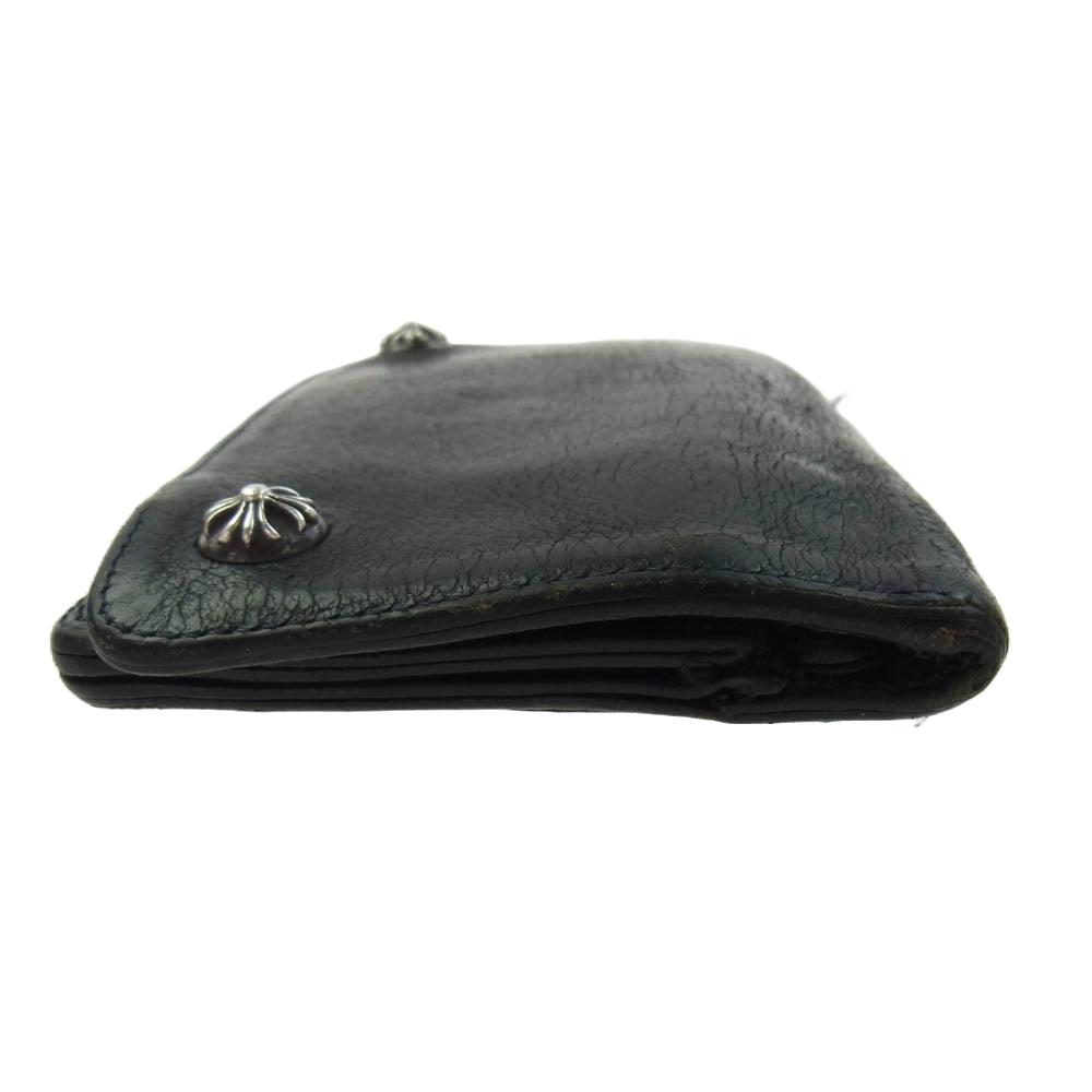 CHROME HEARTS クロムハーツ（原本無） 2ZIP 2ジップ クロスボールボタン レザーウォレット 財布 ブラック系【中古】