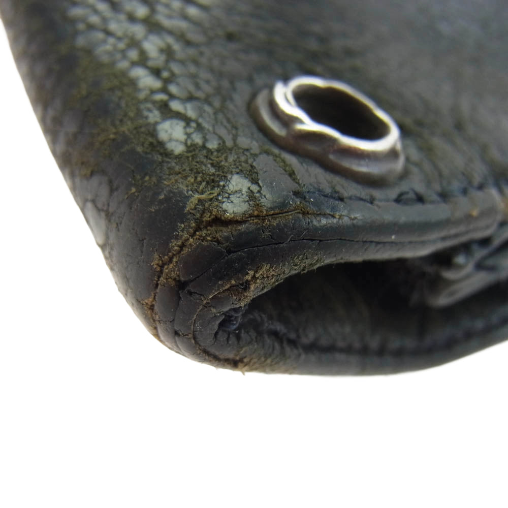 CHROME HEARTS クロムハーツ（原本無） 2ZIP 2ジップ クロスボールボタン レザーウォレット 財布 ブラック系【中古】