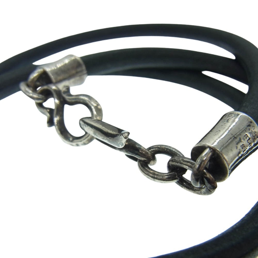GARNI ガルニ シルバー925フック 3連 レザー ブレスレット ブラック系 シルバー系【中古】