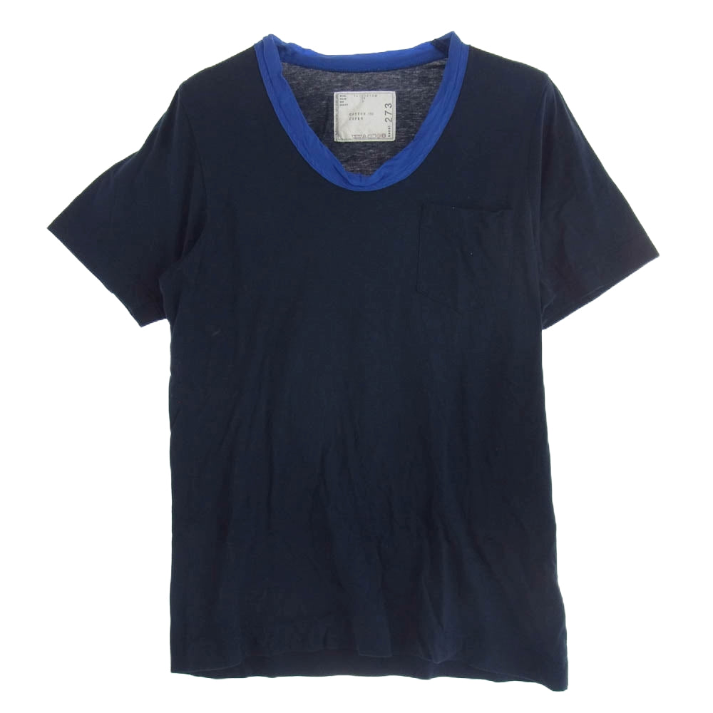 Sacai サカイ 12-00273M キュプラトリミング クルーネック Tシャツ 半袖カットソー ダークネイビー系 2【中古】