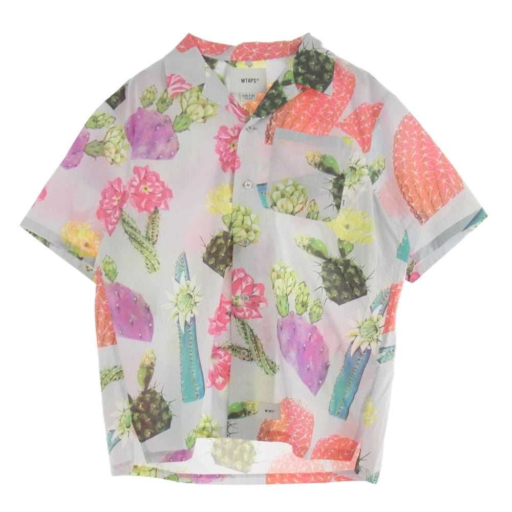 WTAPS ダブルタップス 241TQDT-SHM08 S/S WTAPS TXT Broadcloth Textile オープンカラー 半袖 シャツ マルチカラー系 うすいブルーのようなグレー 03【中古】