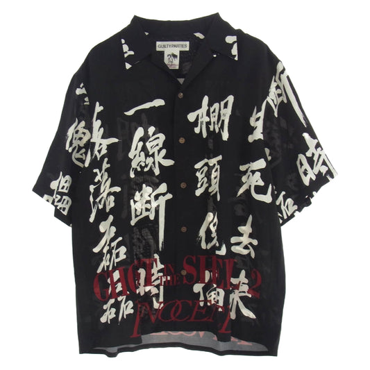 WACKO MARIA ワコマリア 攻殻機動隊 INNOCENCE / S/S HAWAIIAN SHIRT レーヨン ハワイアン 半袖 シャツ ブラック系 L【中古】