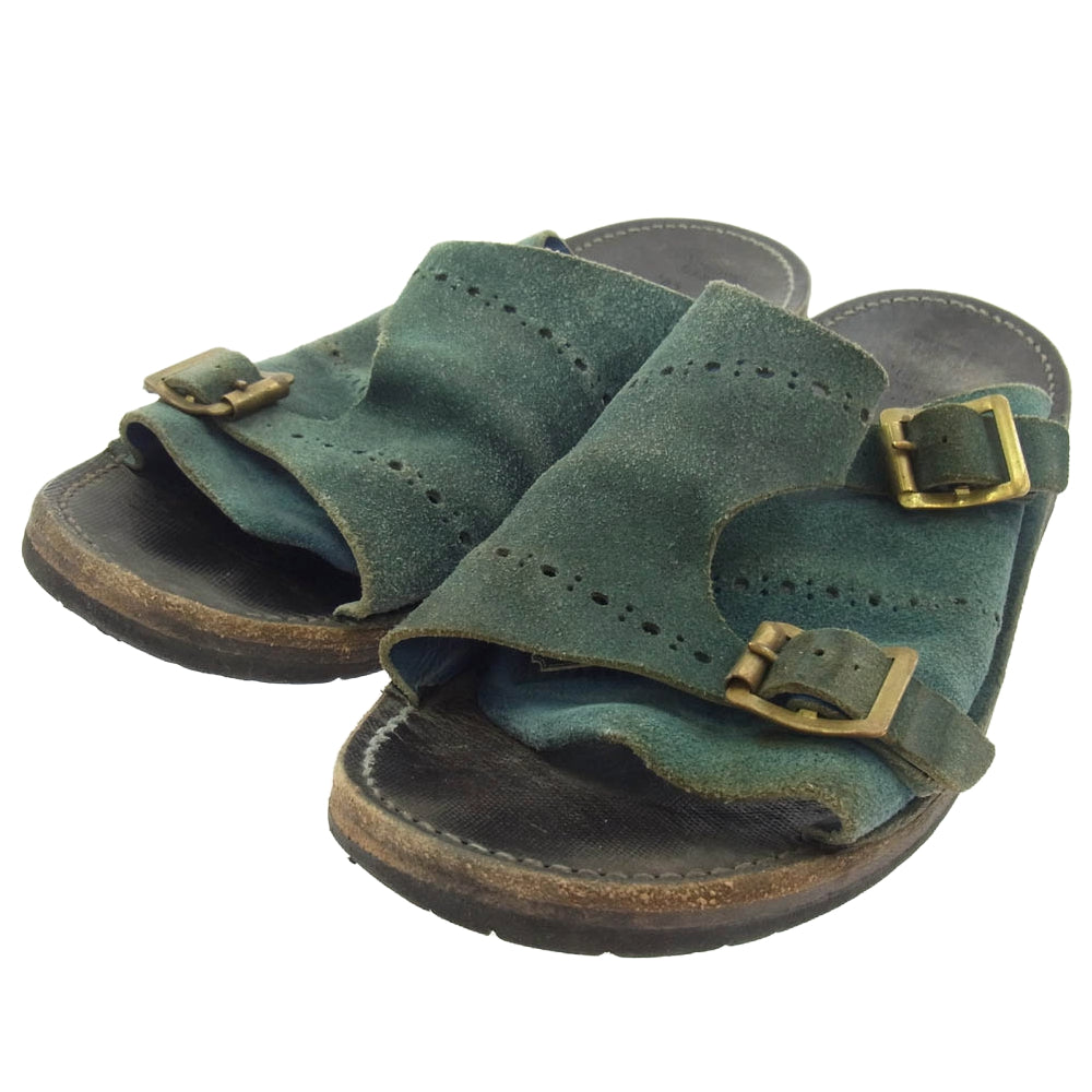 LOST CONTROL ロストコントロール LEATHER SANDAL メダリオン スエード サンダル グリーン系 9【中古】