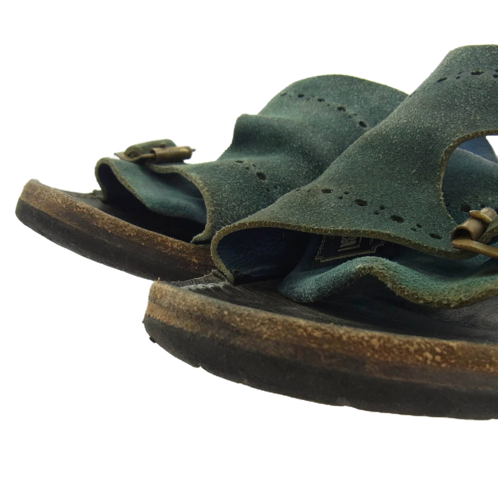 LOST CONTROL ロストコントロール LEATHER SANDAL メダリオン スエード サンダル グリーン系 9【中古】