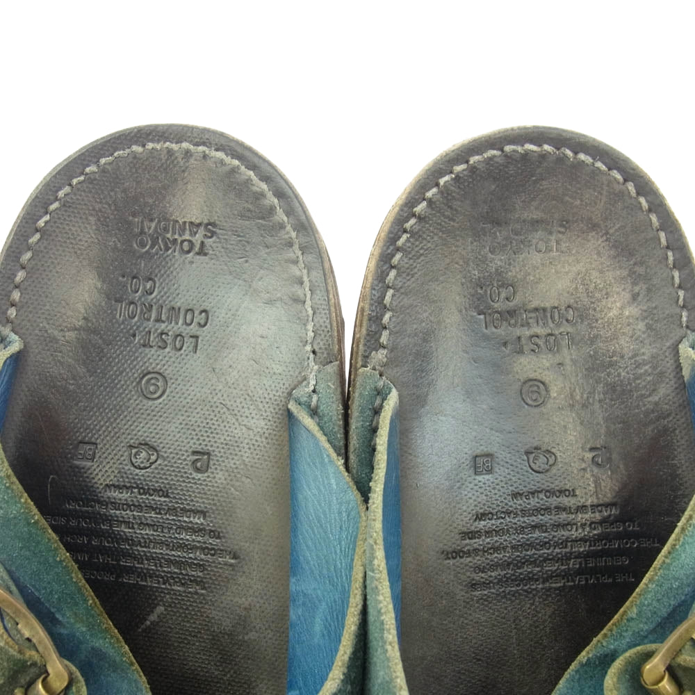 LOST CONTROL ロストコントロール LEATHER SANDAL メダリオン スエード サンダル グリーン系 9【中古】