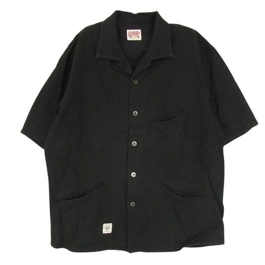 GERUGA ゲルガ GR-S-121 CURVE POCKET SHIRTS LINEN COTTON オープンカラー 半袖 シャツ ブラック系 5【中古】