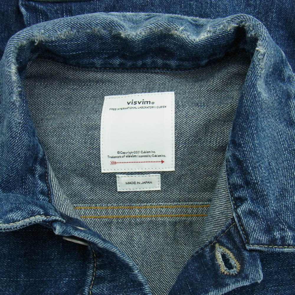 VISVIM ビズビム 25ss '0125105006003 SS 101X JKT DMGD-1010 ダメージ加工 デニム ジャケット インディゴブルー系 1【極上美品】【中古】