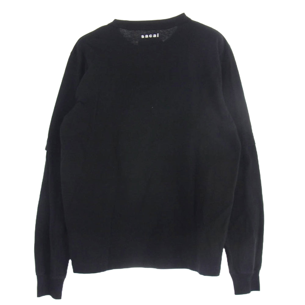 Sacai サカイ 21AW 21-0284S KAWS Embroidery Long Sleeve カウズ ロゴ刺繍 長袖 Tシャツ ブラック系 2【中古】