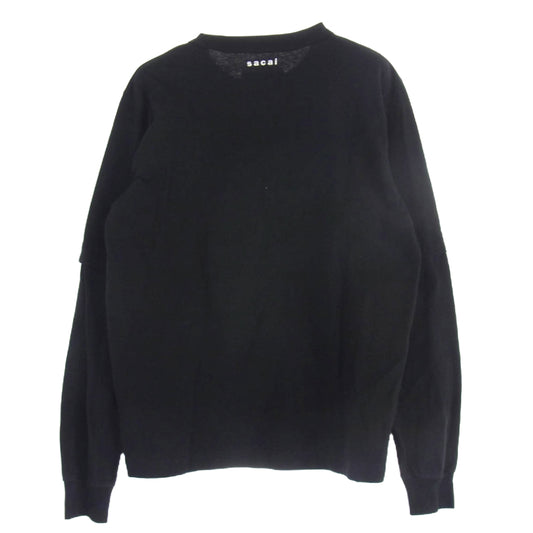 Sacai サカイ 21AW 21-0284S KAWS Embroidery Long Sleeve カウズ ロゴ刺繍 長袖 Tシャツ ブラック系 2【中古】