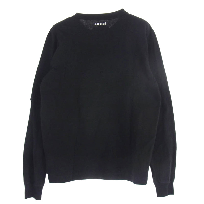 Sacai サカイ 21AW 21-0284S KAWS Embroidery Long Sleeve カウズ ロゴ刺繍 長袖 Tシャツ ブラック系 2【中古】