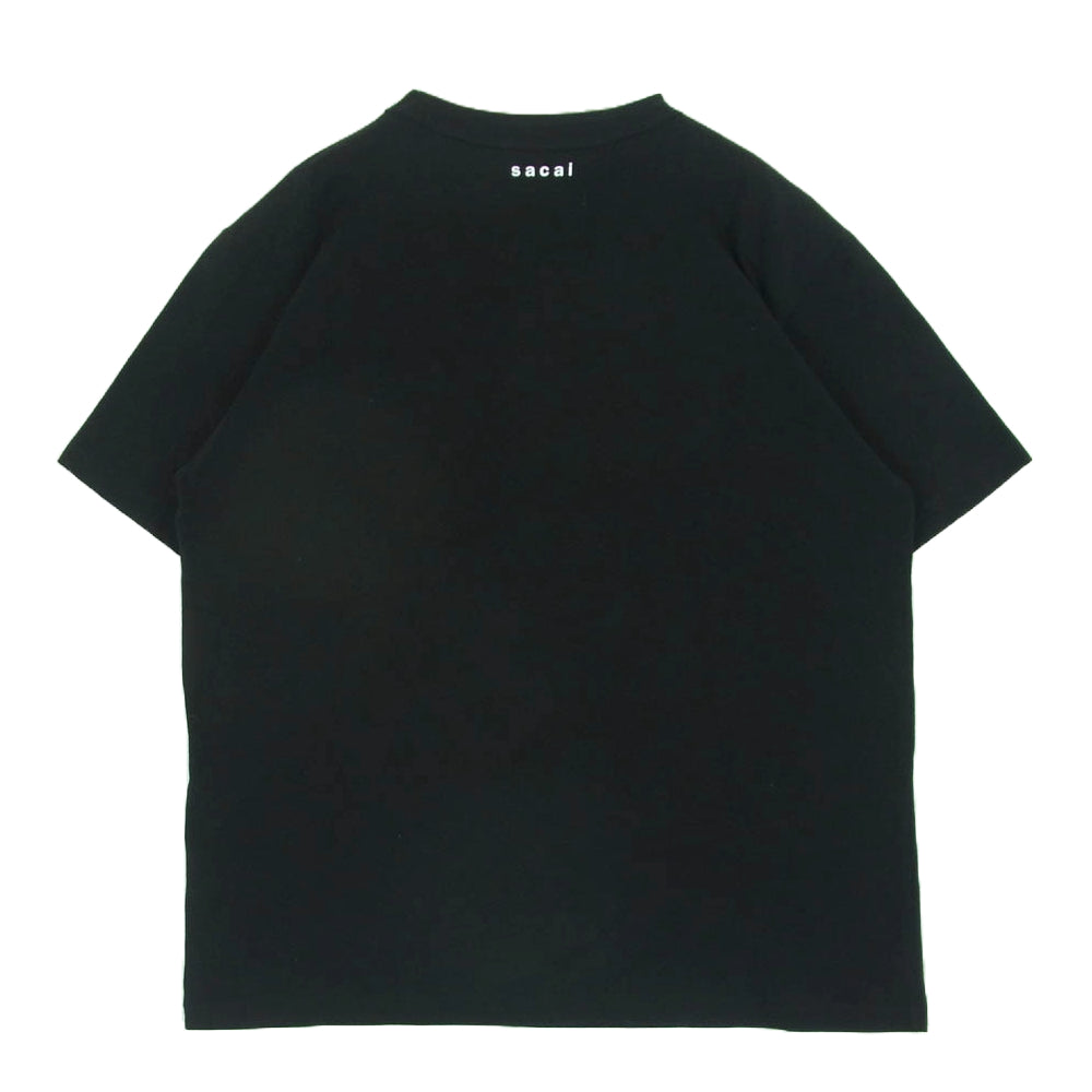 Sacai サカイ 21SS 21-0288S KAWS カウズ Flock Print T-Shirt フロック ロゴ プリント 半袖 Tシャツ ブラック系 2【中古】