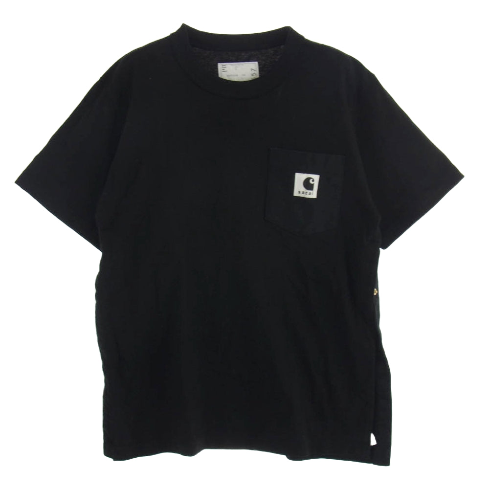 Sacai サカイ 23AW 23-0557S Carhartt WIP T-shirt カーハート ロゴ ポケット 半袖 Tシャツ ブラック系 3【中古】