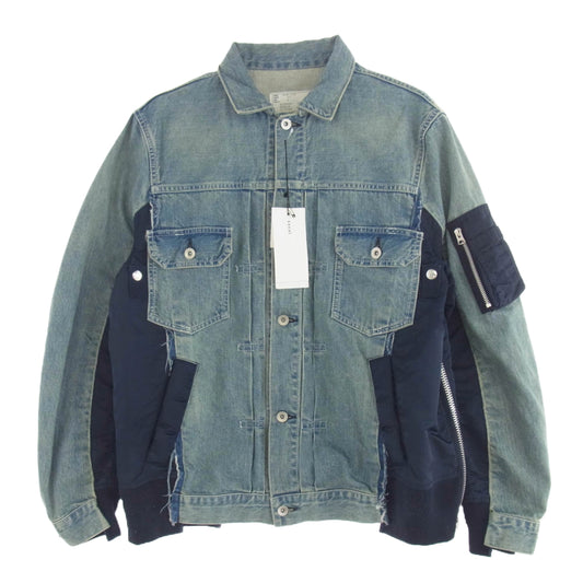 Sacai サカイ 21AW SCM-022 Denim MA-1 Jacket ドッキング デニム エムエーワン ジャケット インディゴ インディゴブルー系 2【中古】