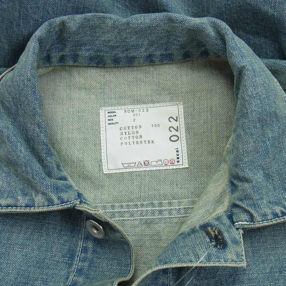 Sacai サカイ 21AW SCM-022 Denim MA-1 Jacket ドッキング デニム エムエーワン ジャケット インディゴ インディゴブルー系 2【中古】