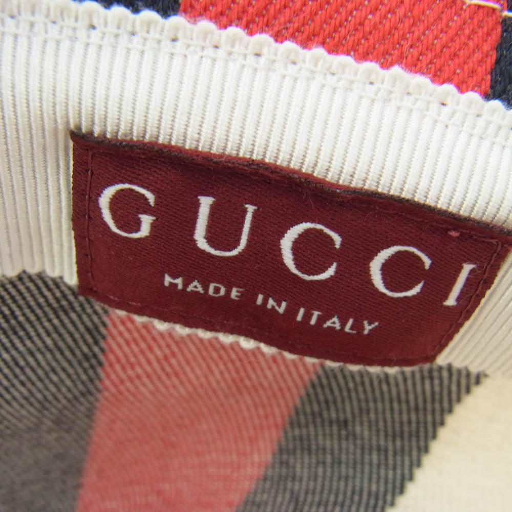 GUCCI グッチ 788561 ストライプ バケット ハット ホワイト系 M【中古】