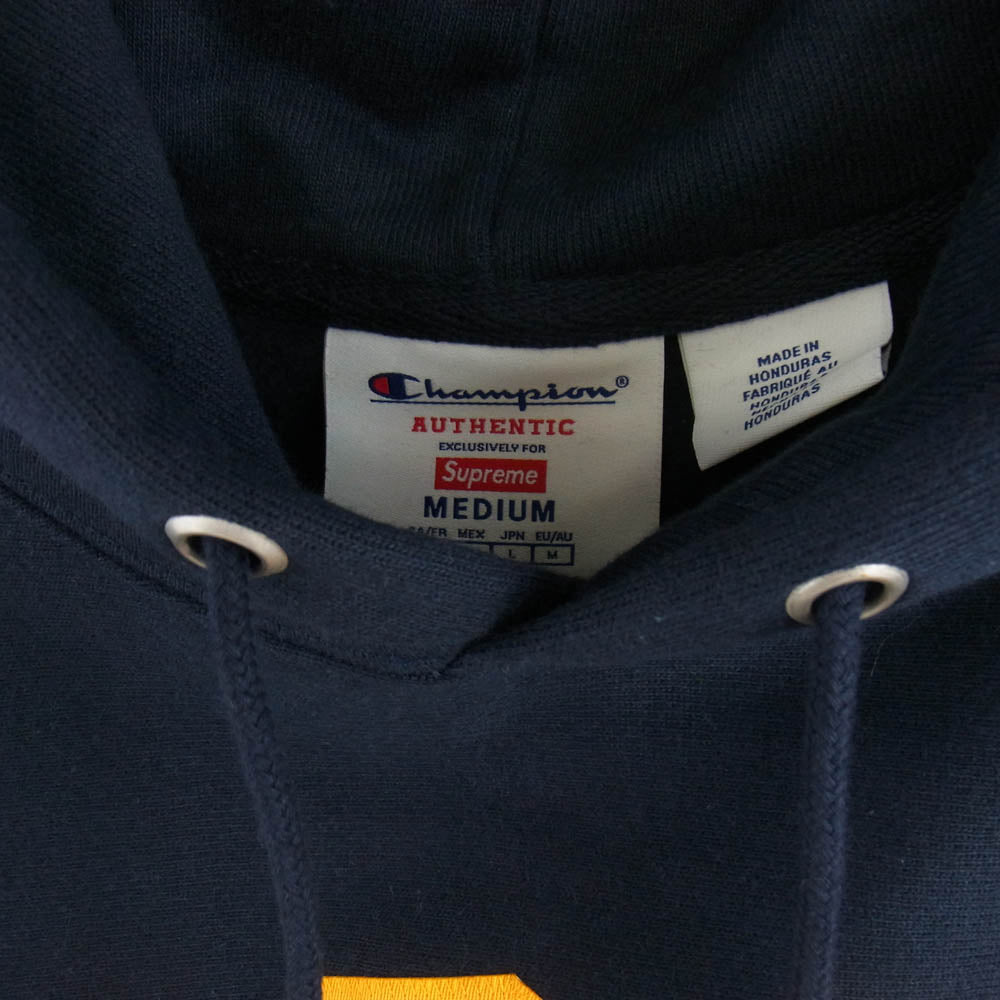 Supreme シュプリーム 25SS × Champion チャンピオン Hooded Sweatshirt フーデッド スウェットシャツ プルオーバー パーカー ネイビー系 M【新古品】【未使用】【中古】