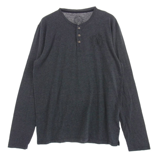CHROME HEARTS クロムハーツ（原本無） BS FLARE BUTTON HENLY LS BSフレアボタン ホースシューダガー ヘンリーネック カットソー  長袖 Tシャツ グレー ダークグレー系 M【中古】