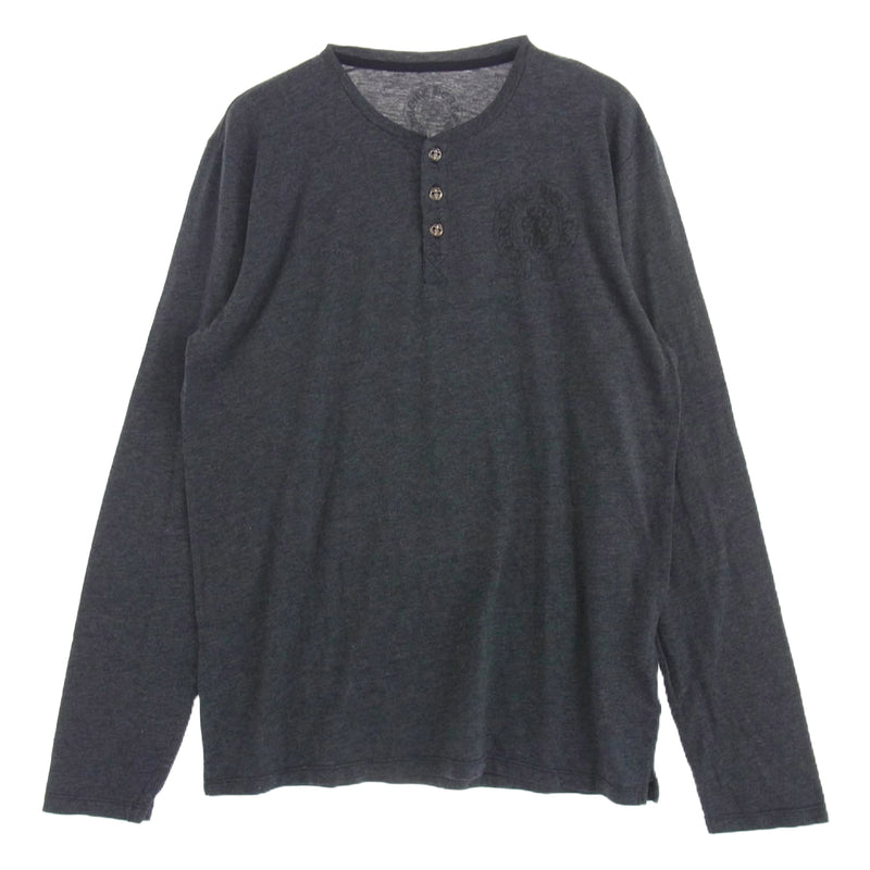 CHROME HEARTS クロムハーツ（原本無） BS FLARE BUTTON HENLY LS BSフレアボタン ホースシューダガー ヘンリーネック カットソー  長袖 Tシャツ グレー ダークグレー系 M【中古】