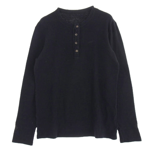CHROME HEARTS クロムハーツ（原本有） 国内正規品 BS FLARE BUTTON THERMAL HENLY LS BSフレアボタン 袖クロスパッチ ハニカムサーマル ヘンリーネック カットソー  長袖 Tシャツ ブラック ブラック系【中古】