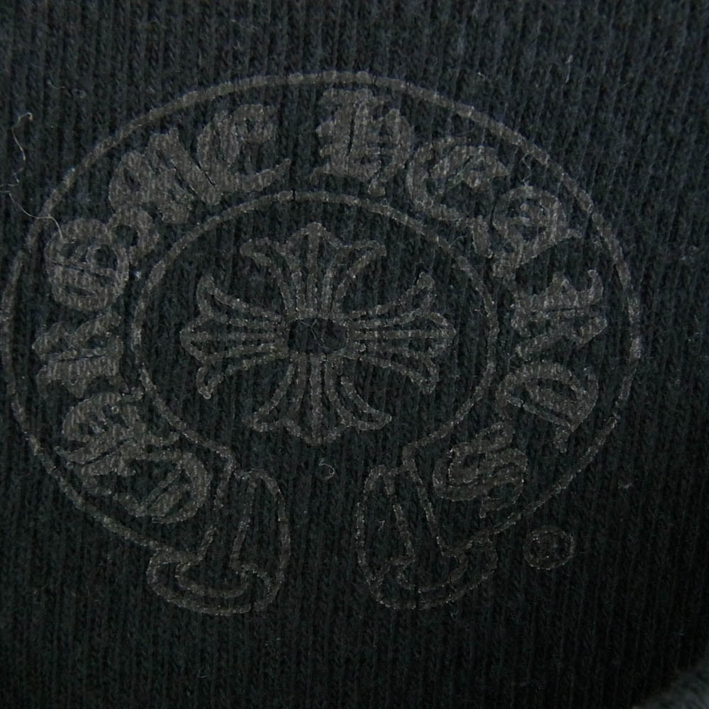 CHROME HEARTS クロムハーツ（原本有） 国内正規品 BS FLARE BUTTON THERMAL HENLY LS BSフレアボタン 袖クロスパッチ ハニカムサーマル ヘンリーネック カットソー  長袖 Tシャツ ブラック ブラック系【中古】