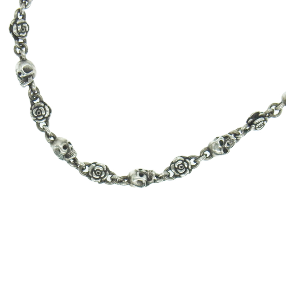 Justin Davis ジャスティンデイビス SNJ212 ROSE DIVINE 50cm スカル ローズ チェーン ネックレス シルバー系【中古】
