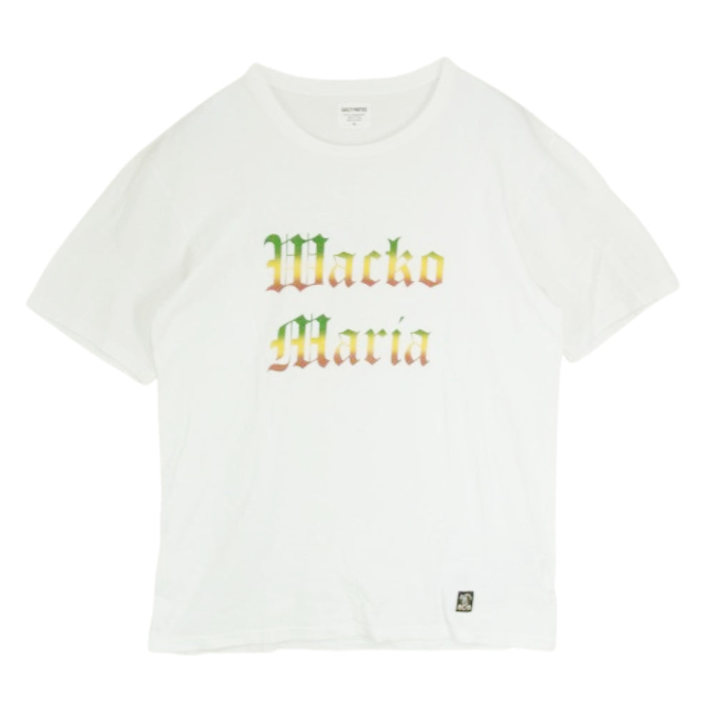 WACKO MARIA ワコマリア STANDARD T-SHIRT ラスタカラー ロゴプリント Tシャツ 半袖カットソー ホワイト系 XL【中古】