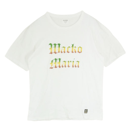 WACKO MARIA ワコマリア STANDARD T-SHIRT ラスタカラー ロゴプリント Tシャツ 半袖カットソー ホワイト系 XL【中古】