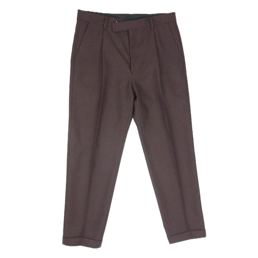 WACKO MARIA ワコマリア × DORMEUIL ドーメル モヘア混 ウール 1タック スラックスパンツ ブラウン系 L【中古】