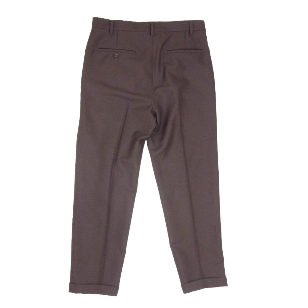 WACKO MARIA ワコマリア × DORMEUIL ドーメル モヘア混 ウール 1タック スラックスパンツ ブラウン系 L【中古】