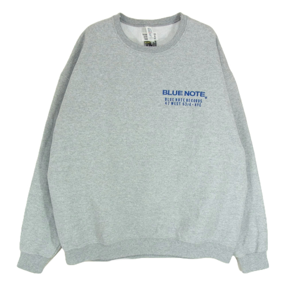 WACKO MARIA ワコマリア 23AW BLUE NOTE CREW NECK SWEAT SHIRT ブルーノート プリント スウェット グレー系 XL【中古】