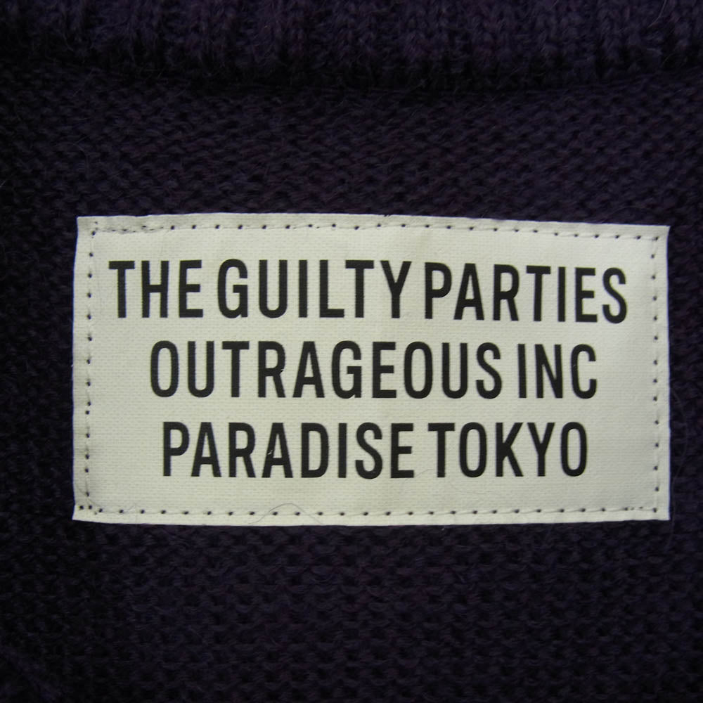 WACKO MARIA ワコマリア MOHAIR KNIT SWEATER モヘア混 クルーネック ニットセーター パープル系 L【中古】