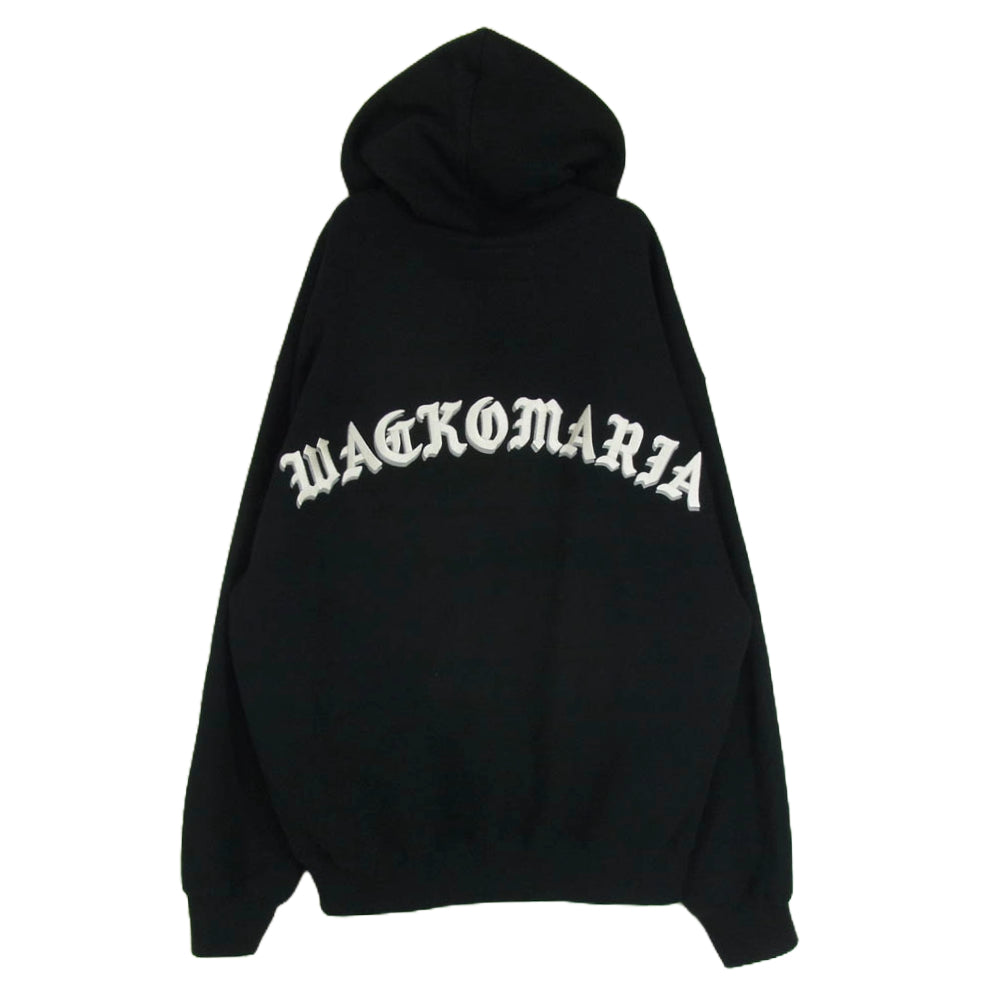 WACKO MARIA ワコマリア バック ロゴ刺繍 プルオーバーパーカー フーディー ブラック系 L【中古】