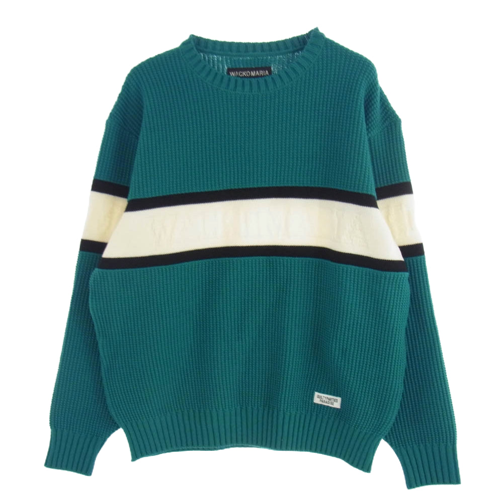WACKO MARIA ワコマリア 24AW 24RW-WMK-KN05 LOGO JACQUARD KNIT SWEATER ロゴ ジャガード セーター グリーン系 XL【新古品】【未使用】【中古】